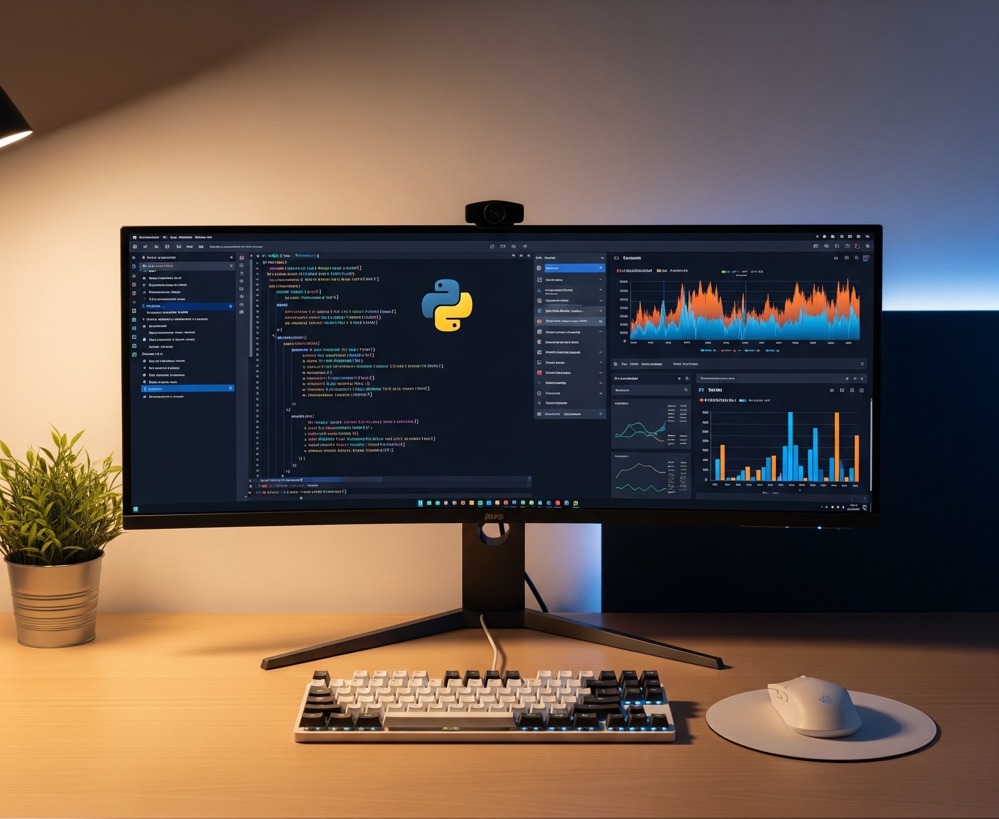 ウルトラワイドモニターのスタイリッシュなデスクセットアップ
