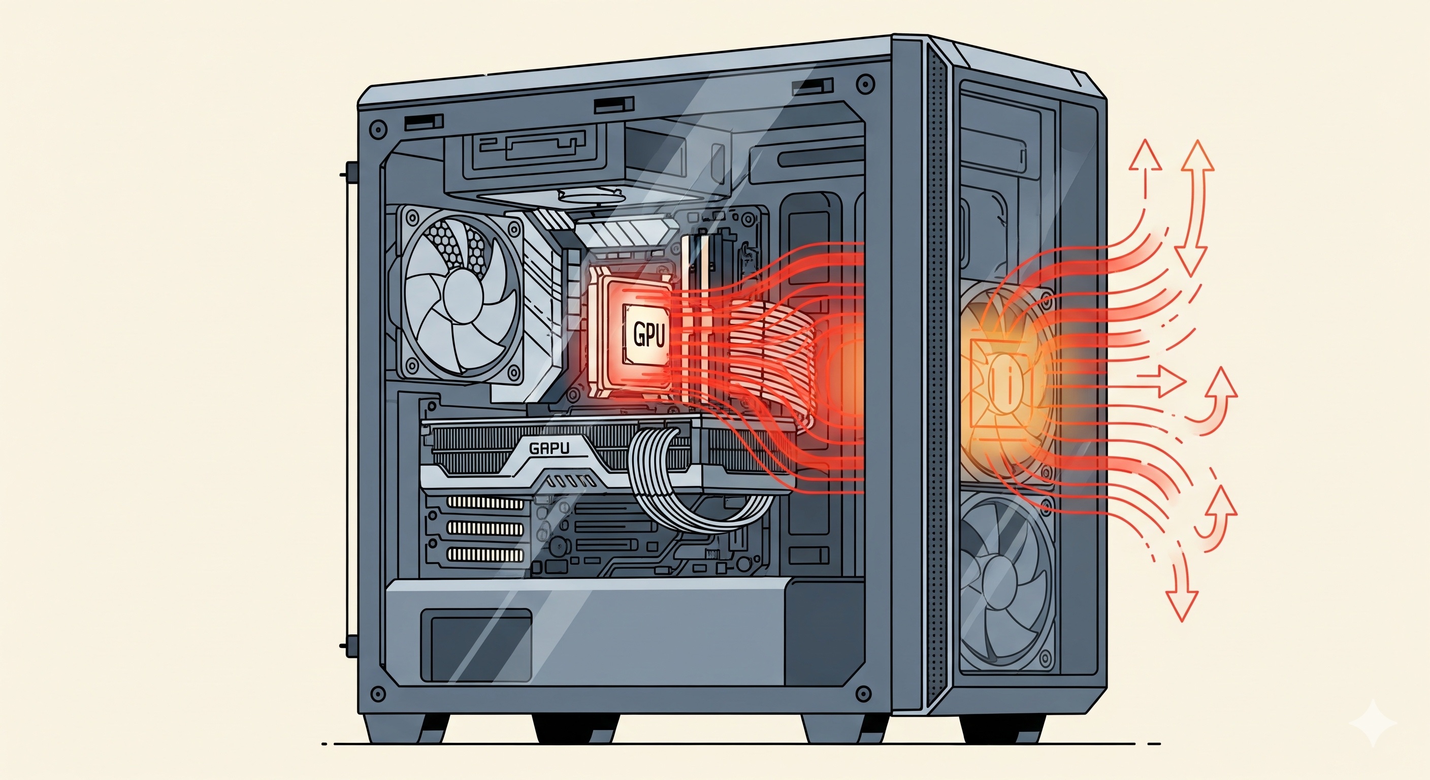 PCの内部発熱を表現したイラスト