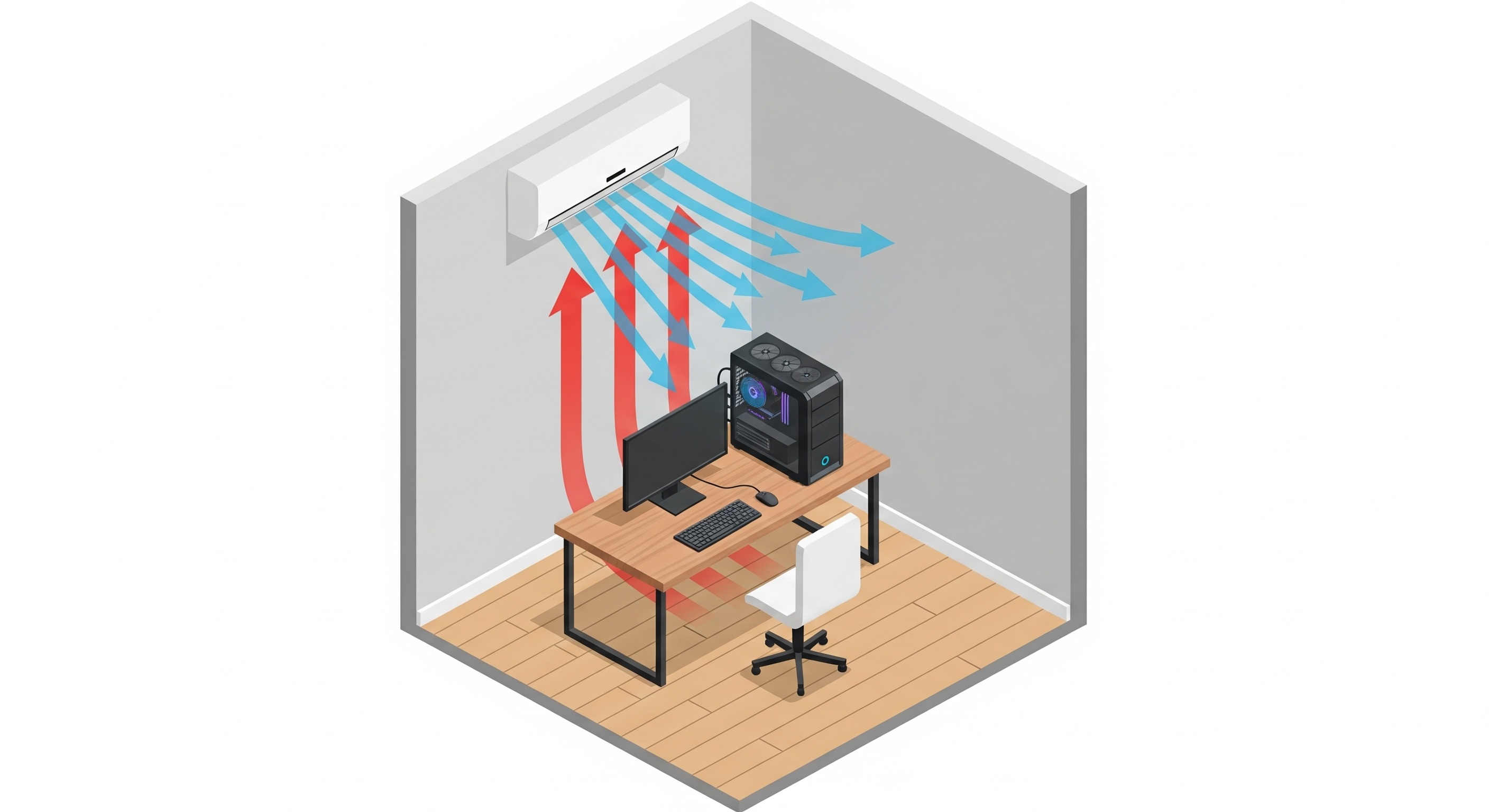 理想的なPCとエアコンの配置図