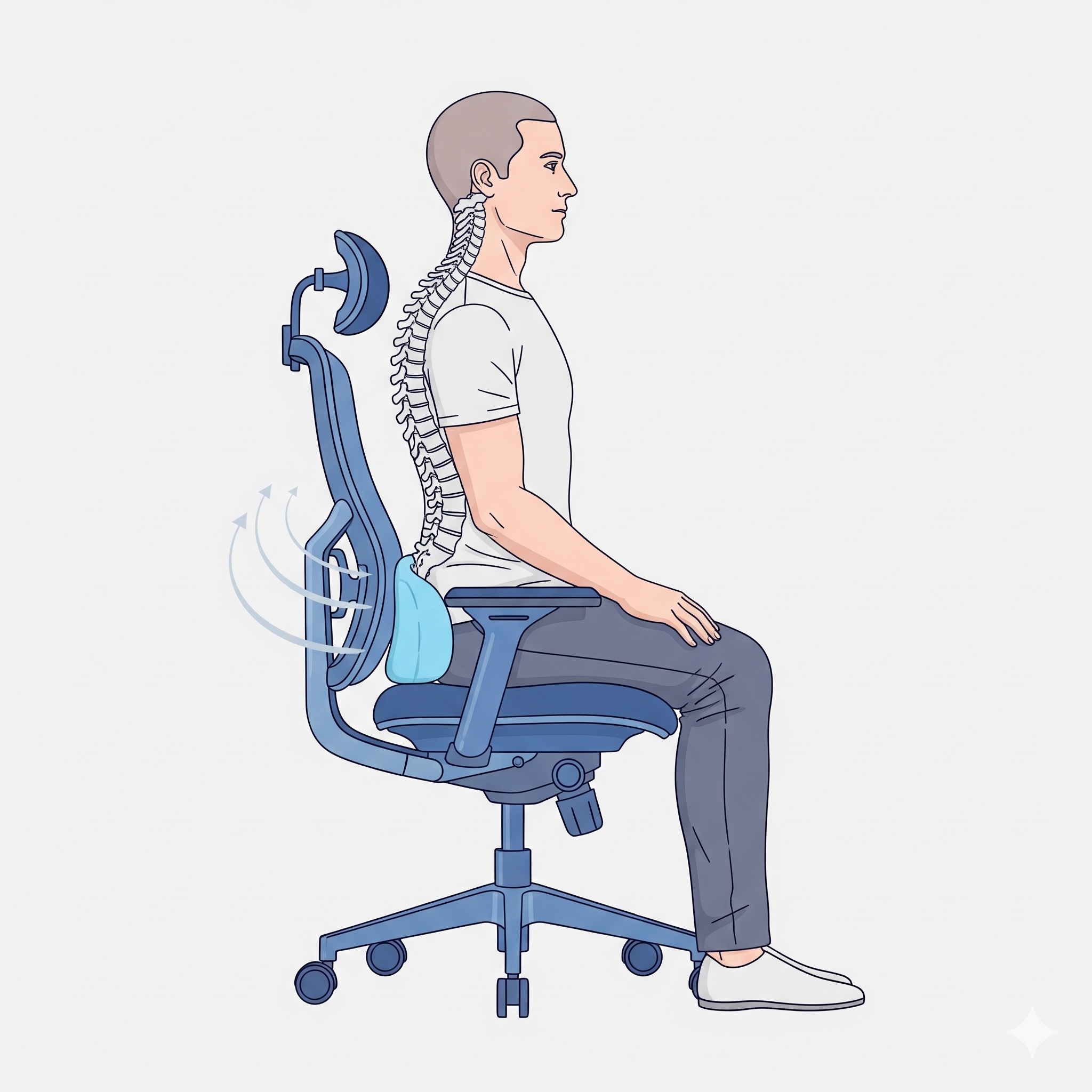 背骨のS字カーブとランバーサポートの図解