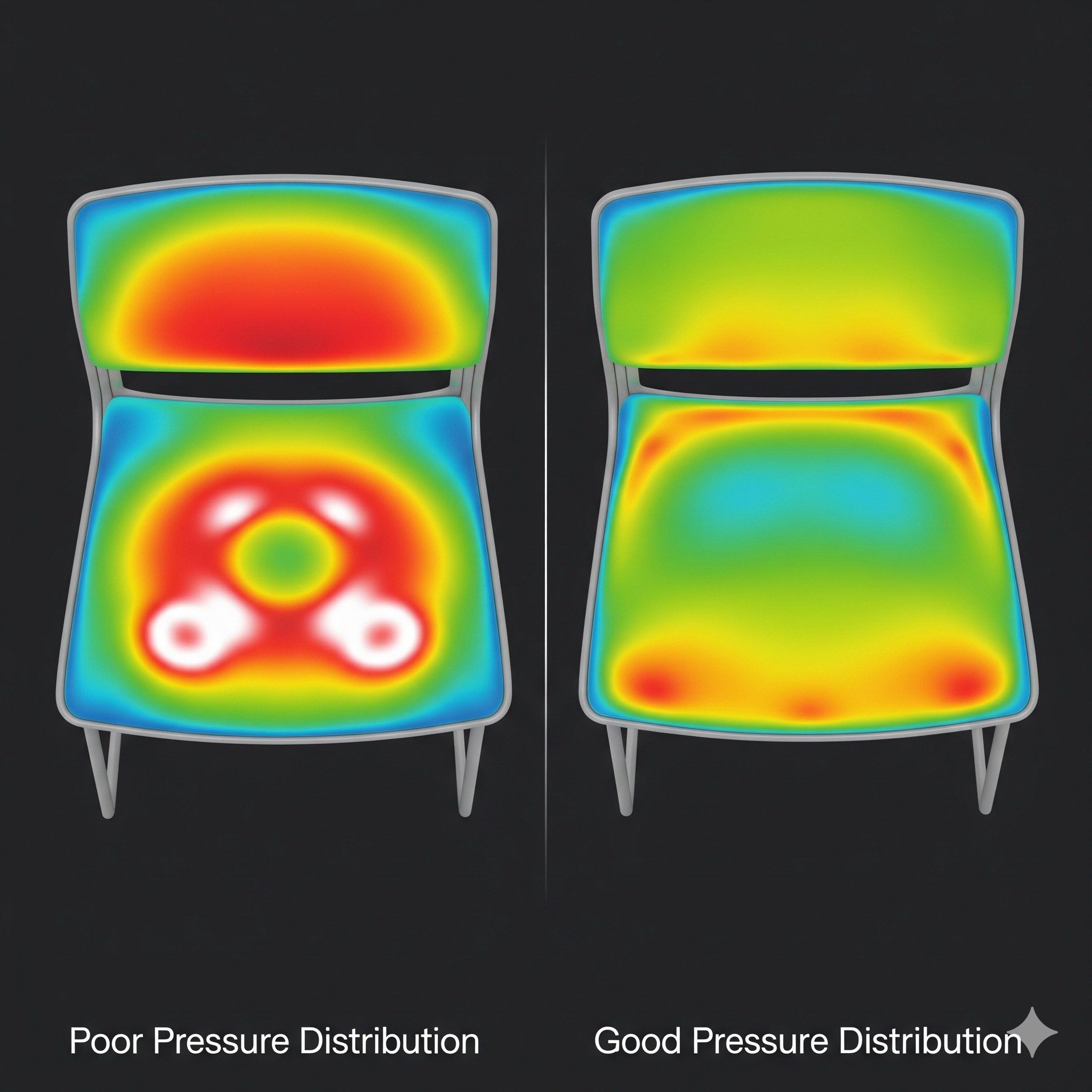 体圧分散をサーモグラフィで比較した図