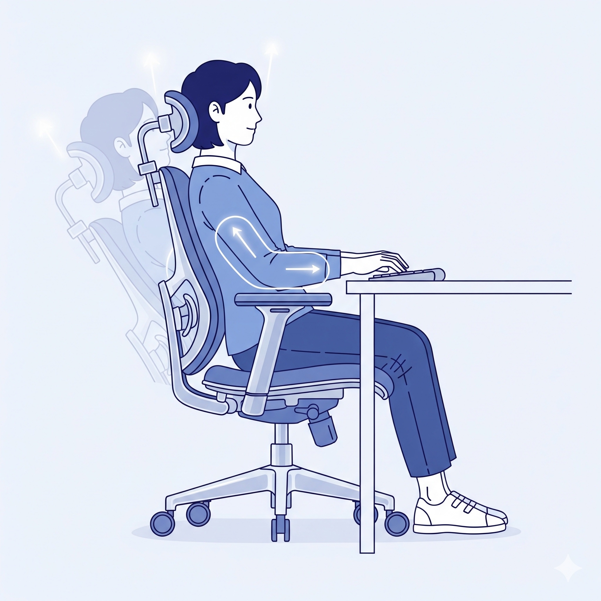 ヘッドレスト・アームレストを使用している様子